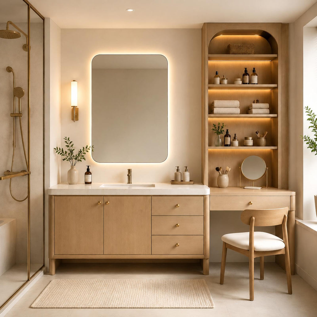 66 in Freestanding Single Sink Bathroom Vanity with Makeup Area