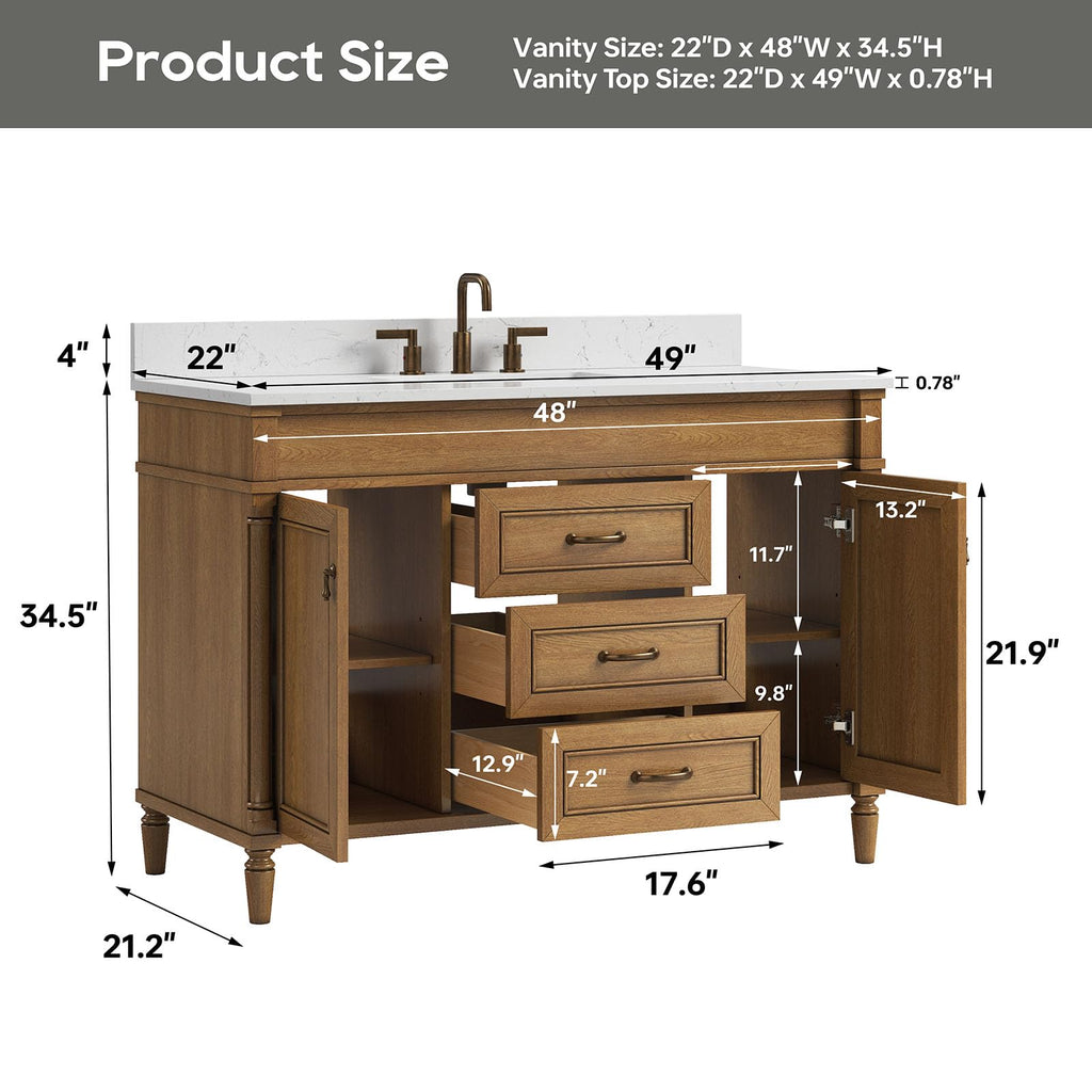 48 inch Bathroom Vanity with Sink, Green
