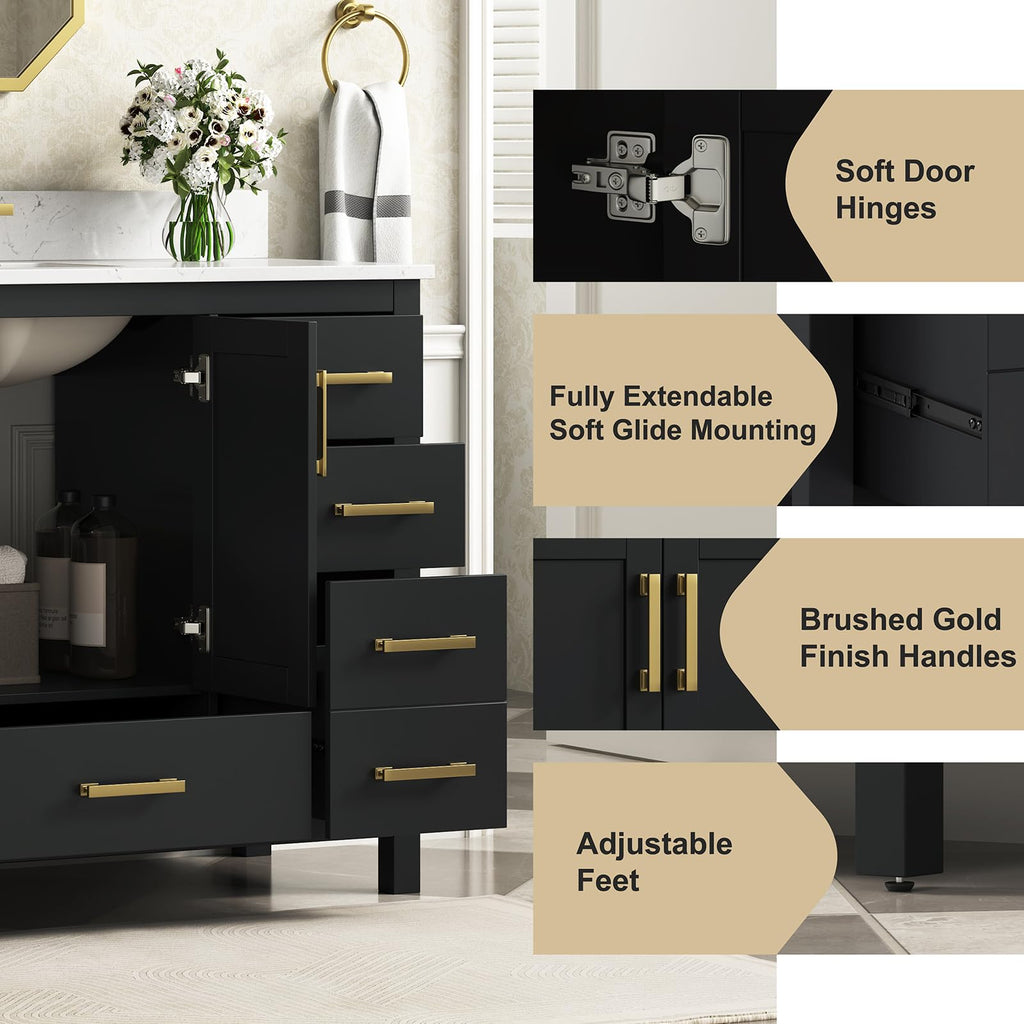 36 Inch Modern Bathroom Vanity with Sink, Black