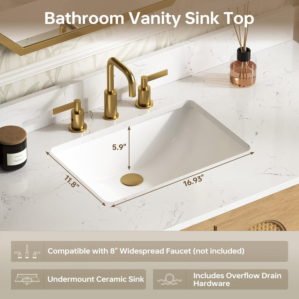 60 Inch Bathroom Vanity with Double Sink Combo, Greige