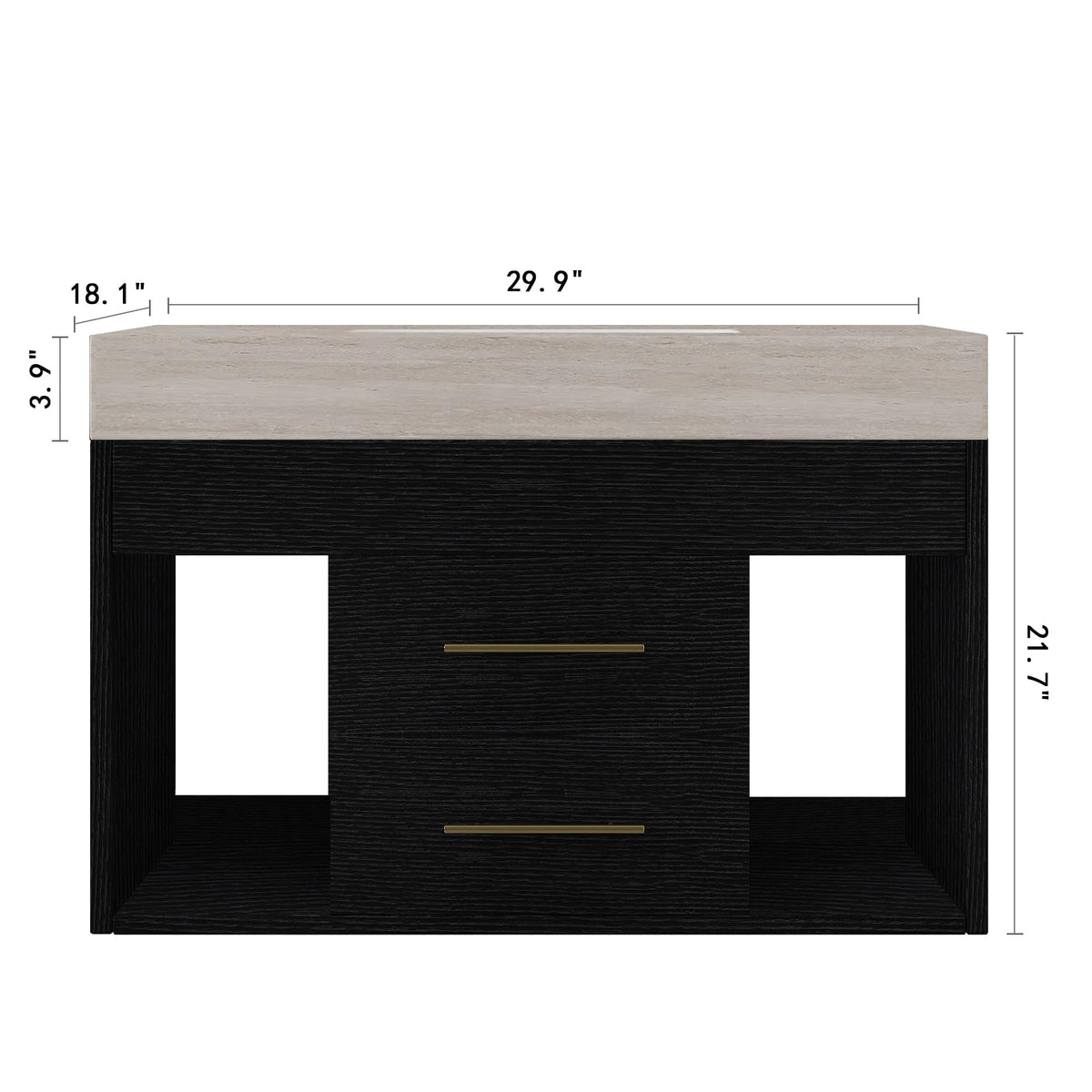 Glintee 40" Floating Bathroom Vanity & Sintered Stone Top, Black