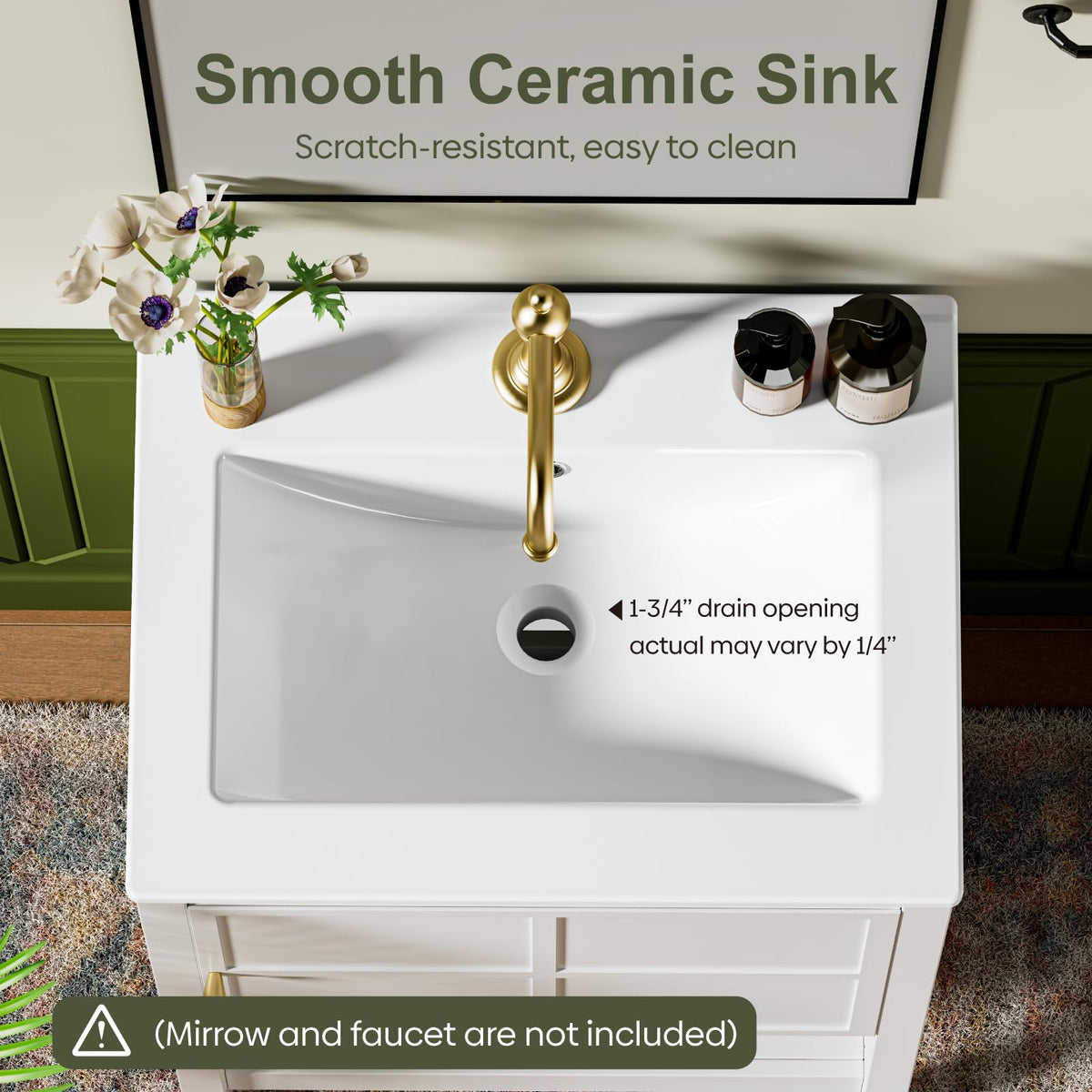 30" Bathroom Vanity with Sink, Sliding Barn Door & 3 Drawers