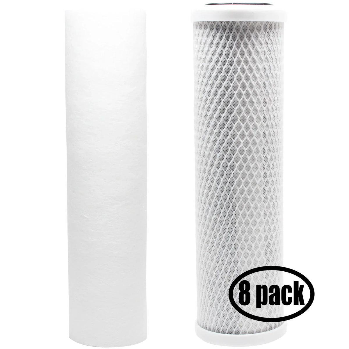 8-Pack Replacement for Filter Kit for Watts WP-2 LCV RO System - Includes Carbon Block Filter & PP Sediment Filter - Denali Pure Brand