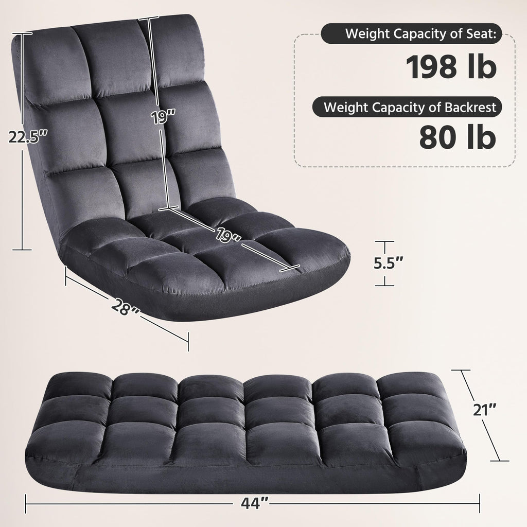 Yaheetech 14-Position Folding Floor Chairs with Back Support Black 2pcs