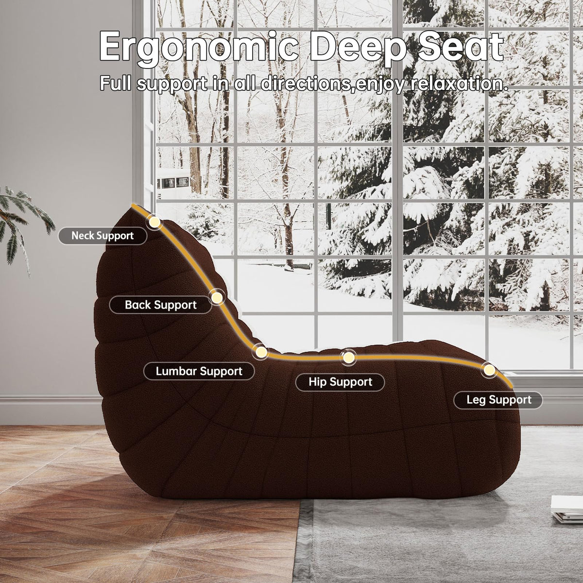 WHGBJA Giant Bean Bag Chair for Adults, Comfy Beanbag with Memory Foam