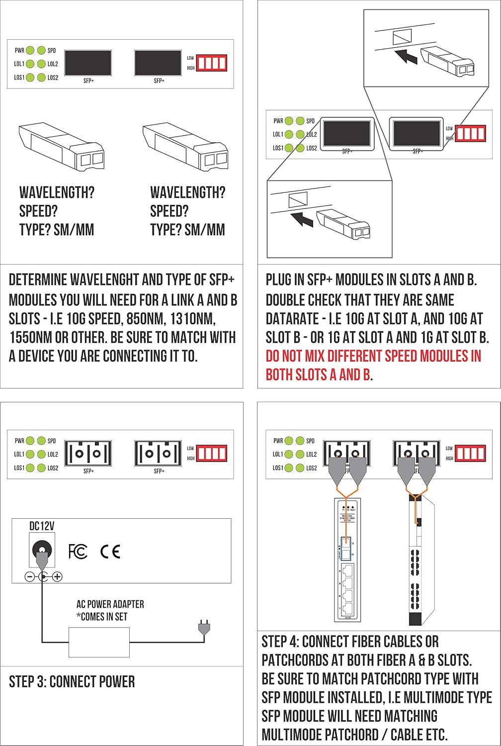 10G SFP+ to SFP+ Fiber to Fiber Media Converter, 2 Slot OEO 3R Repeater