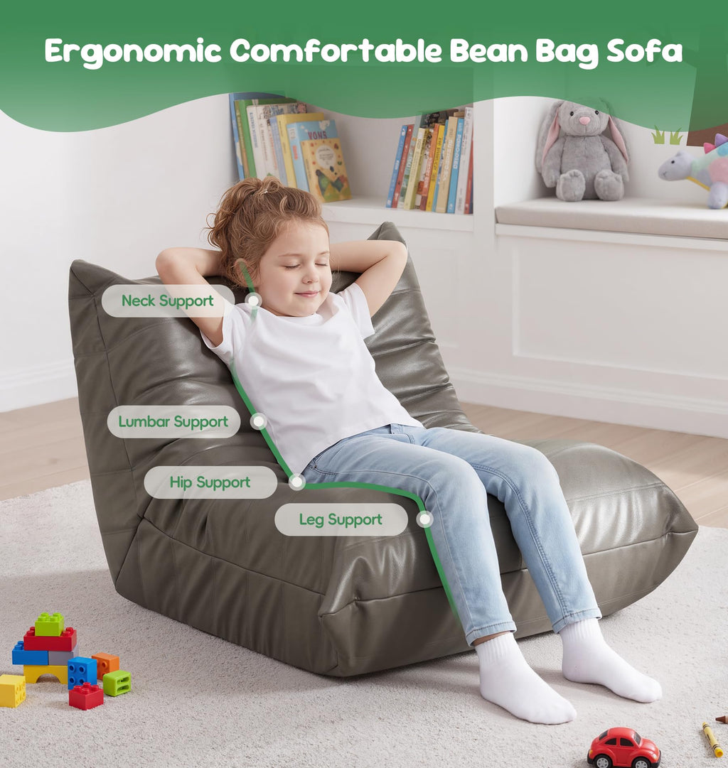 Hobestluk Bean Bag Chair Adult Leather Togo Chair Memory Foam Living Room