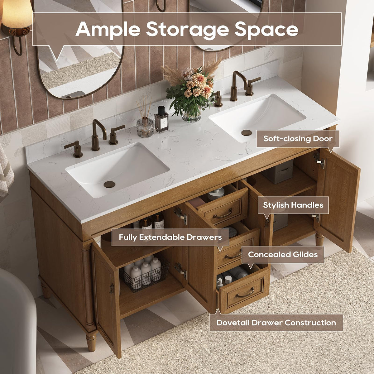 48 Inch Bathroom Vanity with Sink, Fully Assembled, Green