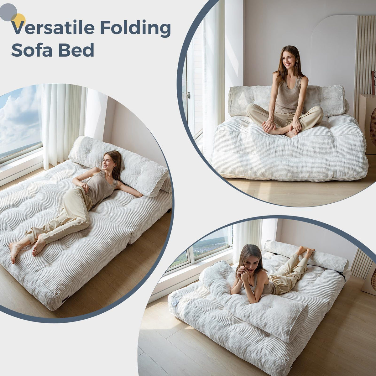 MAXYOYO Folding Sofa Bed, Convertible Chair Bed with Pillow
