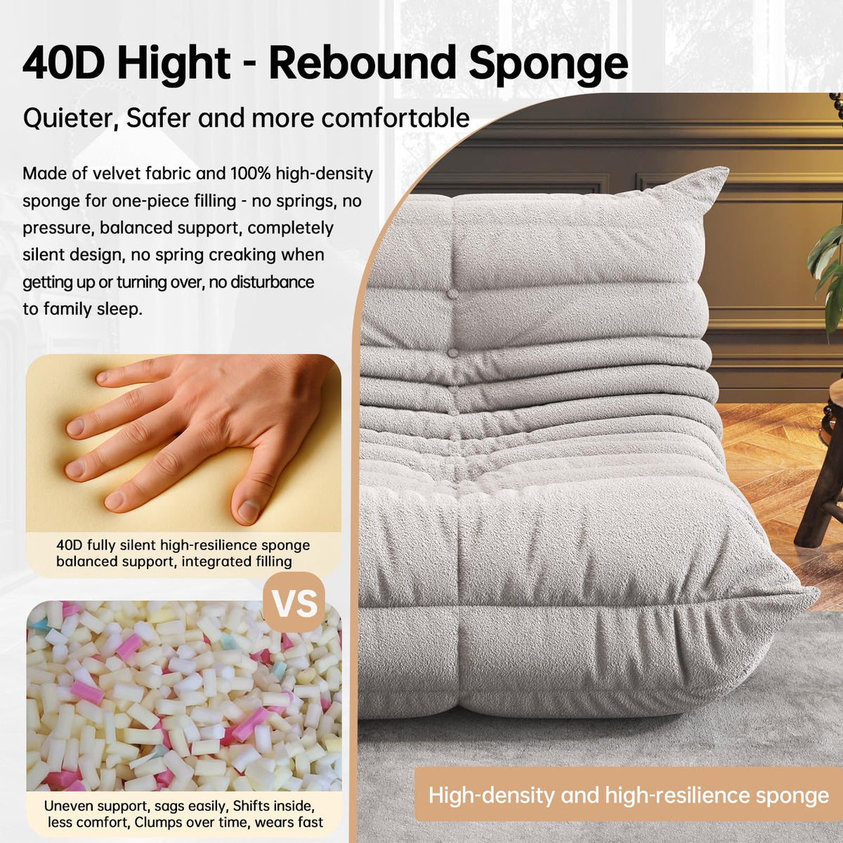 WHGBJA Giant Bean Bag Chair for Adults, Comfy Beanbag with Memory Foam