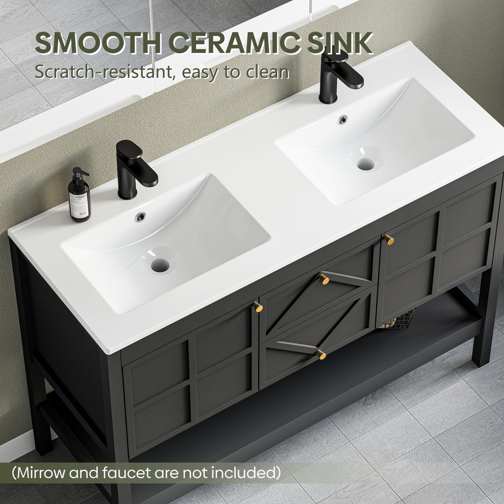 30" Bathroom Vanity with Sink, Modern Bathroom Cabinet, White