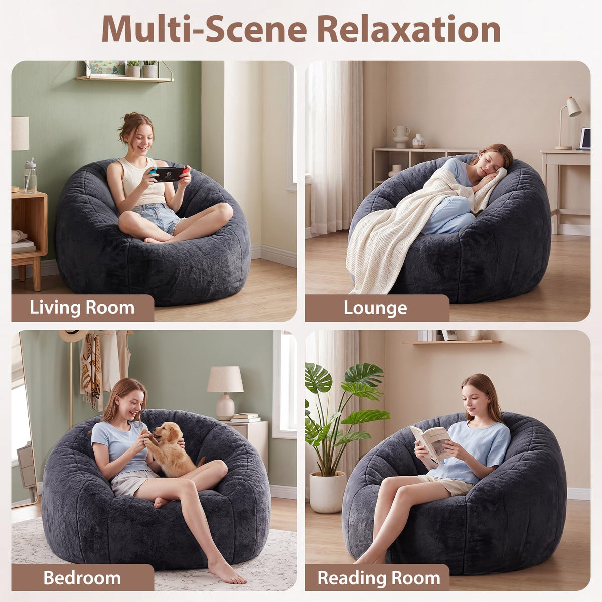 HUGHEAVEN Max Giant Bean Bag Chair, Bean Bag Sofa for Adults & Teens