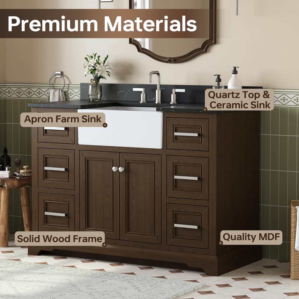 60 Inch Bathroom Vanity with Double Sink Combo, Greige