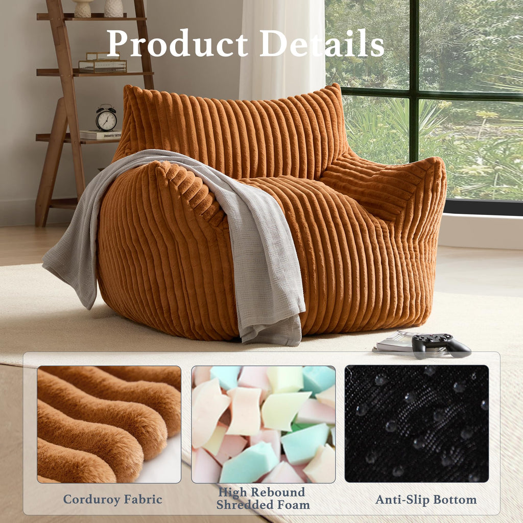 3-in-1 Giant Bean Bag Chair for Adults & Kids, Convertible Floor Sofa to Mattress, Memory Foam Beanbag Chair with Washable Cover, Multi Functional Lounge Couch for Bedroom, Living Room (Dark Grey)