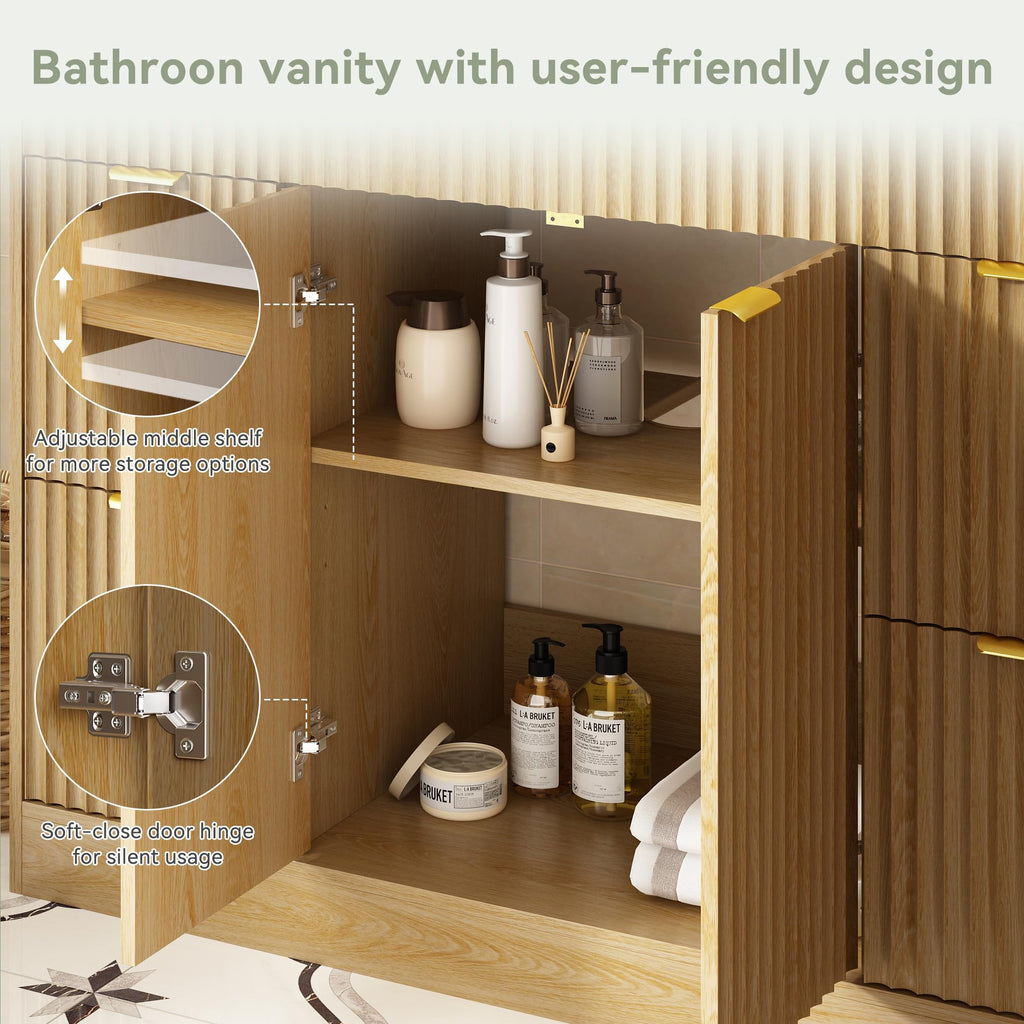 36" Bathroom Vanity with Sink Modern Oak