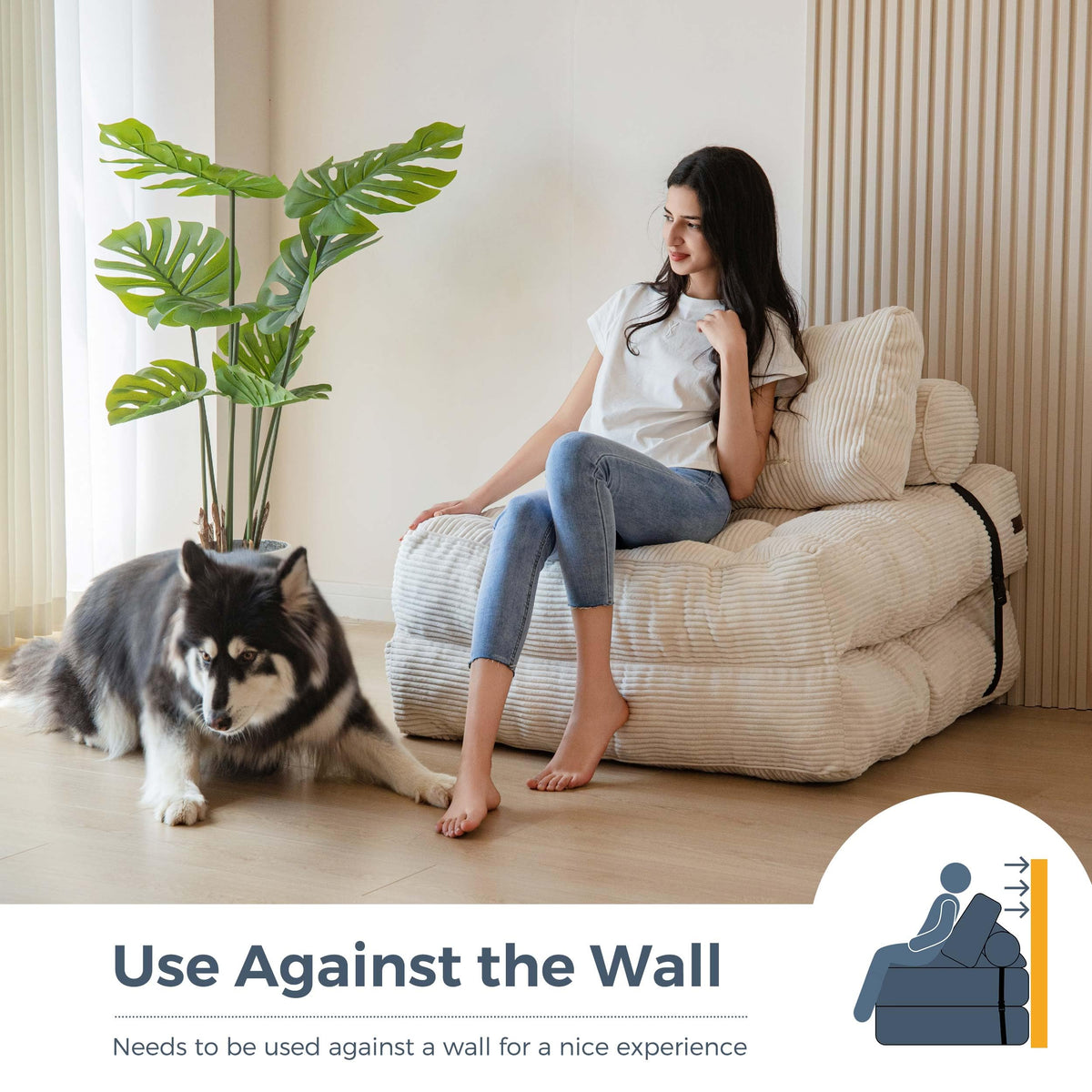 MAXYOYO Folding Sofa Bed, Convertible Chair Bed with Pillow