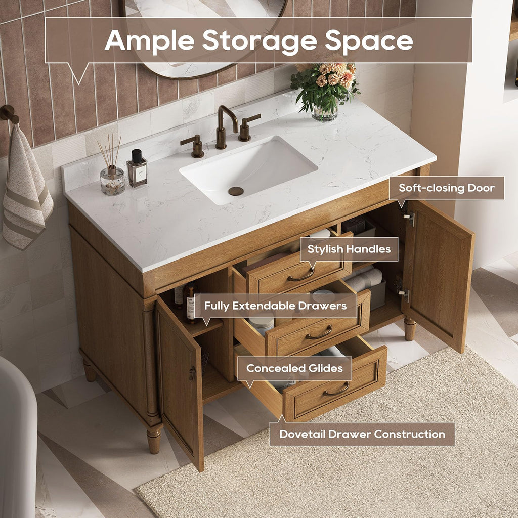 48 Inch Bathroom Vanity with Sink, Fully Assembled, Green