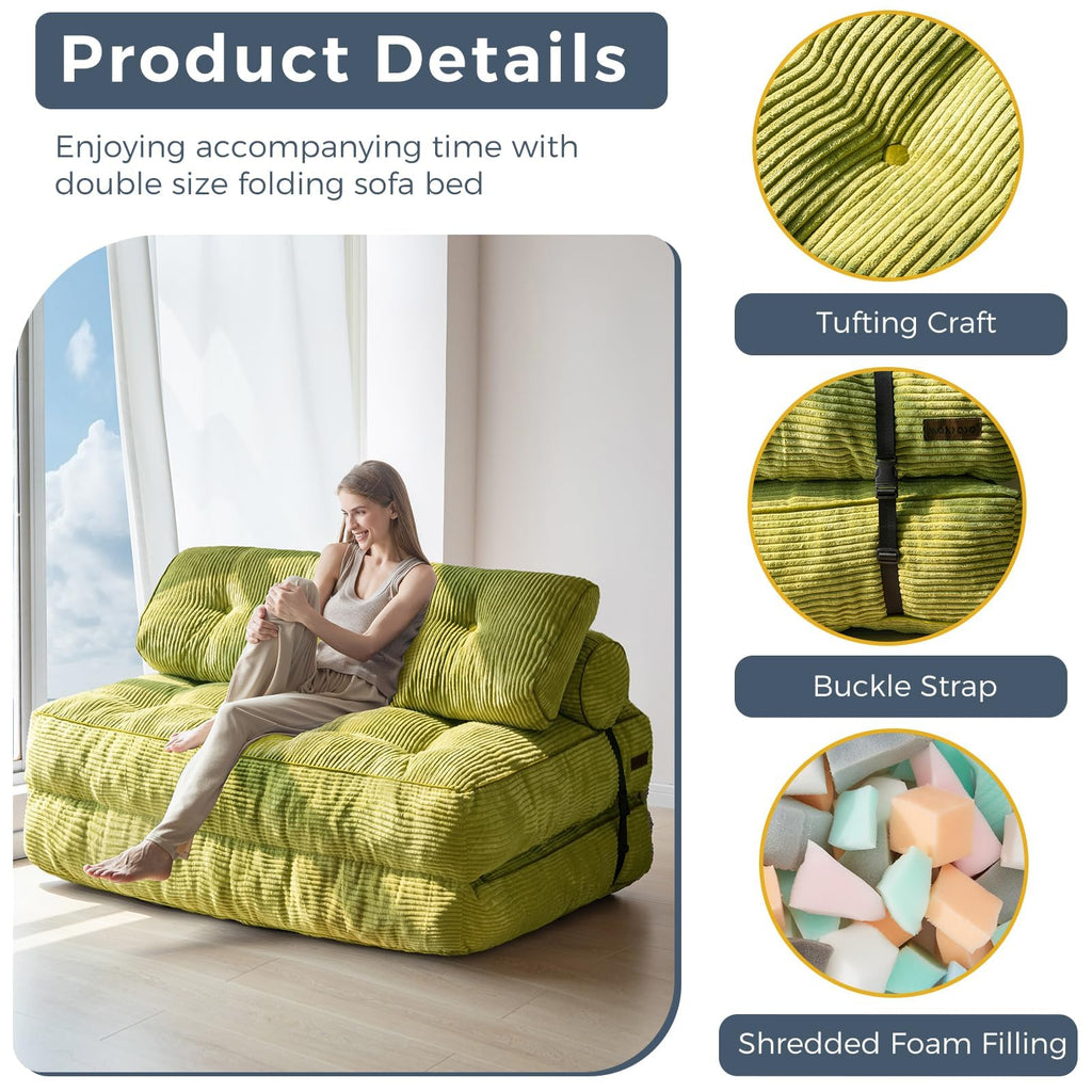 MAXYOYO Folding Sofa Bed, Convertible Chair Bed with Pillow