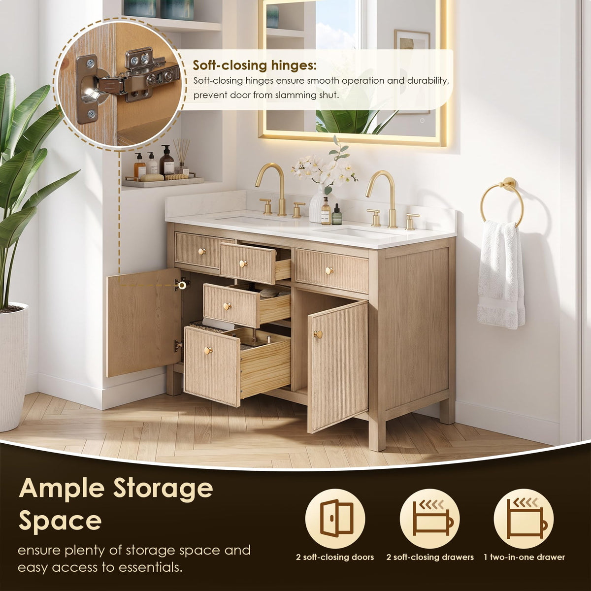 48 Inch Bathroom Vanity with Sink Modern Single Vanities with Countertop