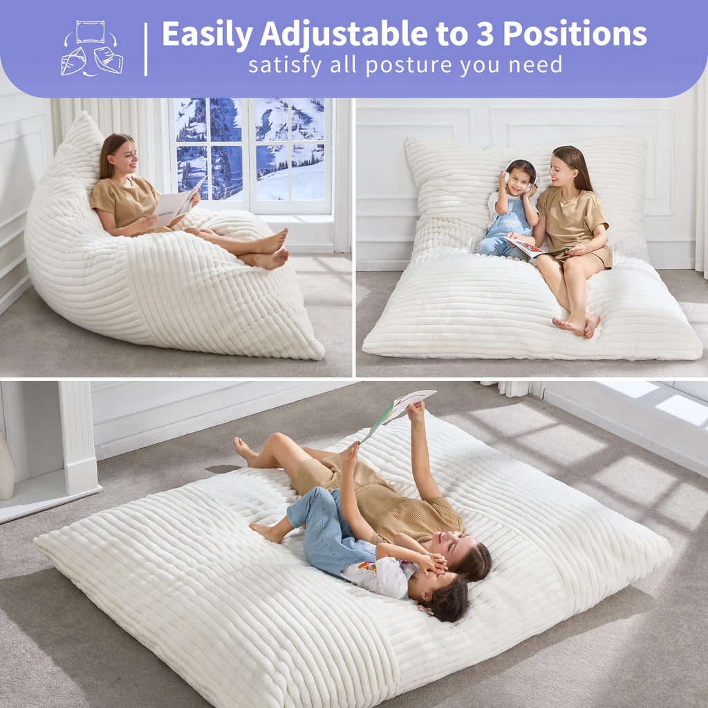 Hobestluk Adult Bean Bag Chair 3 in 1 Convertible Large Bean Bag Sofa