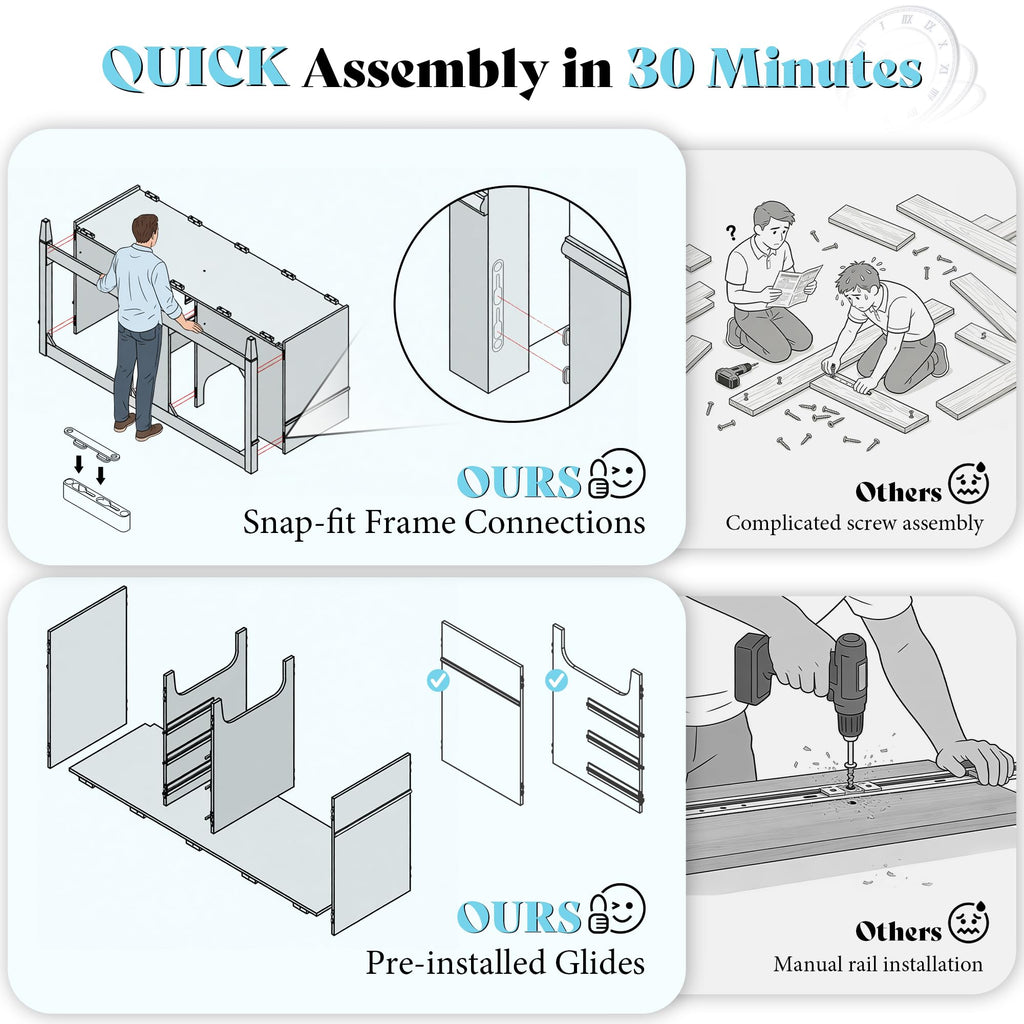AMERLIFE 60â³ Bathroom Vanity with Sink Combo & 3 Storage Drawers