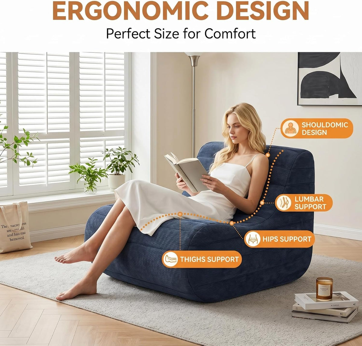 Memory Foam Bean Bag Chair, Gray