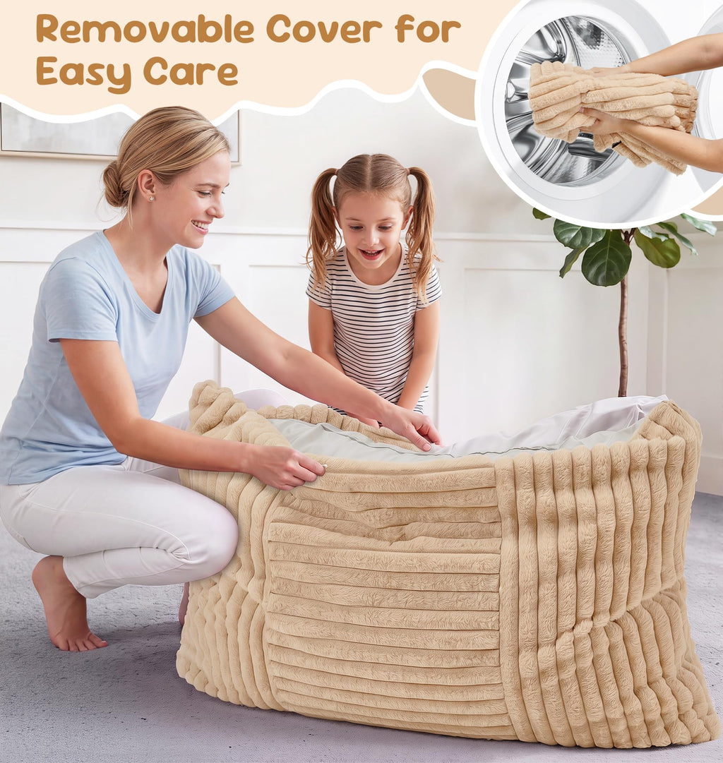 Hobestluk Adult Bean Bag Chair 3 in 1 Convertible Large Bean Bag Sofa