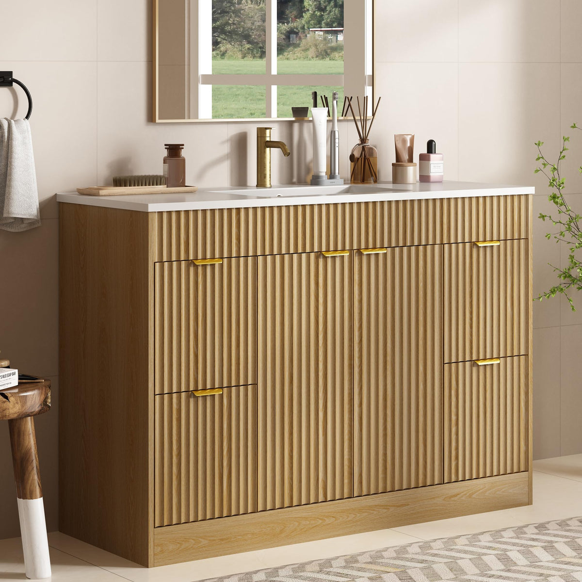 36" Bathroom Vanity with Sink Modern Oak