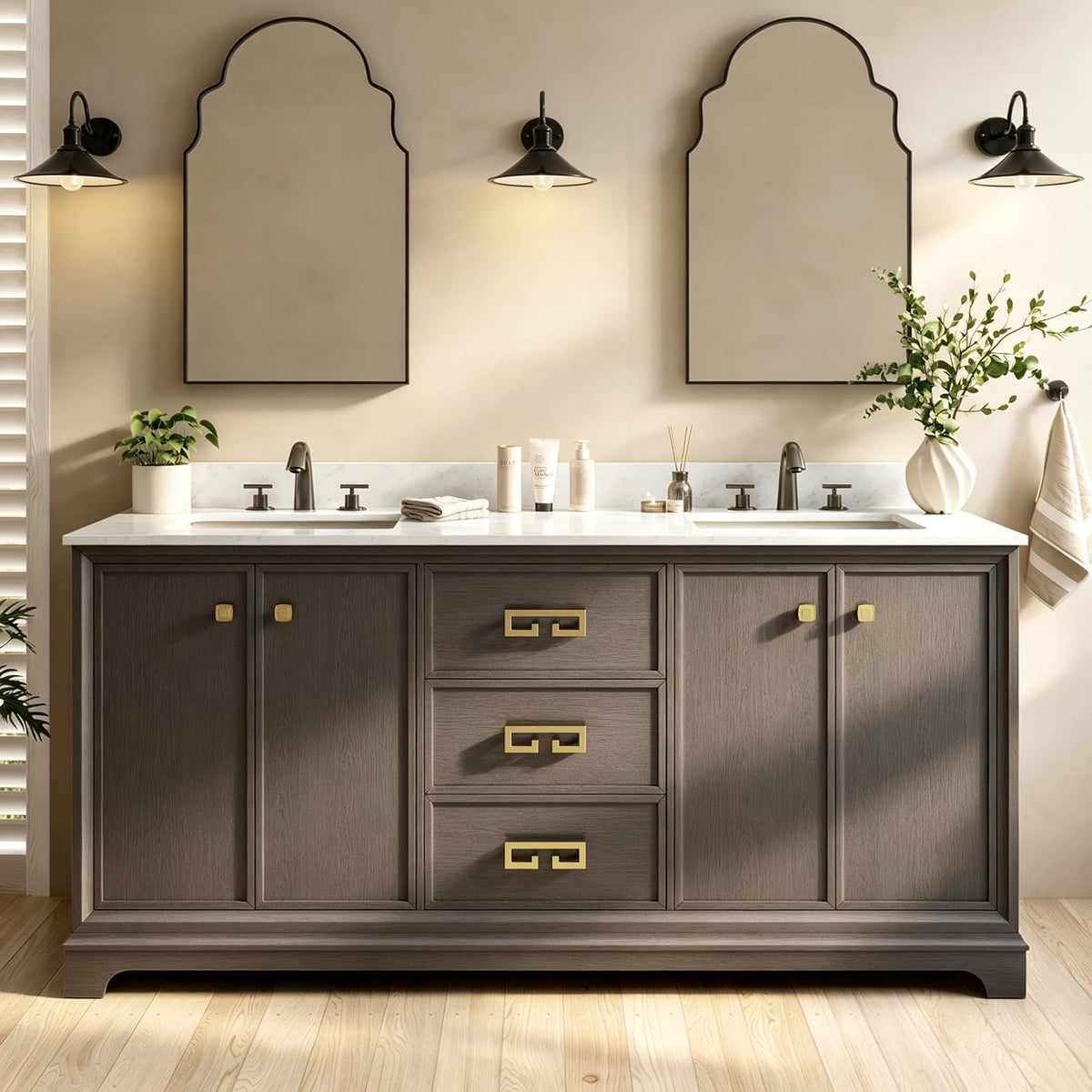 72 Inch Double Sink Bathroom Vanity Solid Wood, Fully Assembled