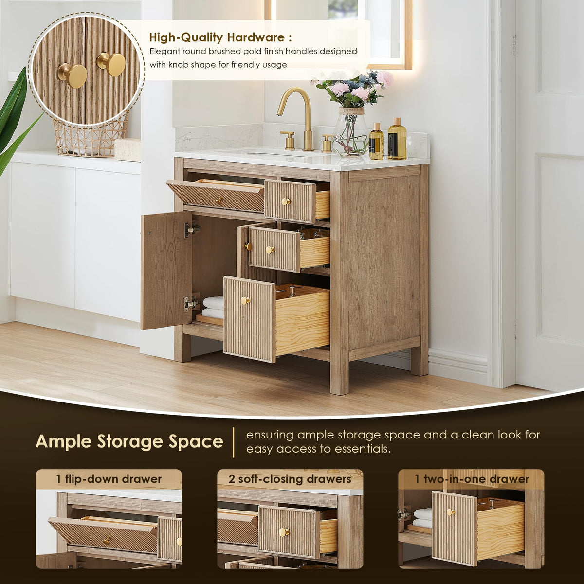 48 Inch Bathroom Vanity with Sink Modern Single Vanities with Countertop