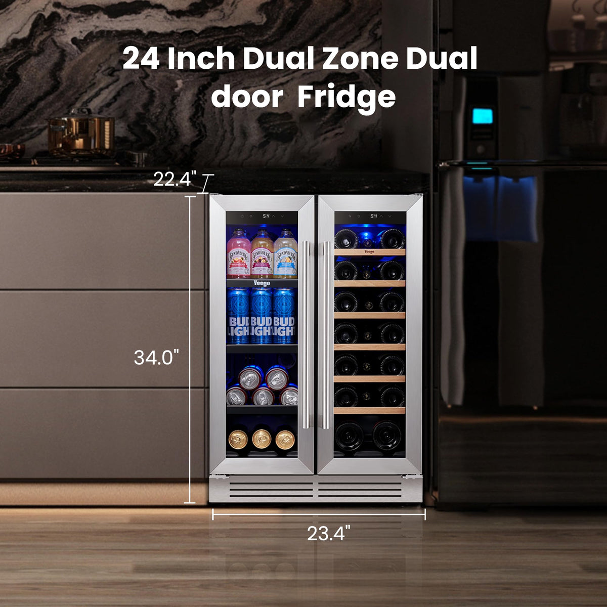 Yeego 30 Inch Wine and Beverage Refrigerator with 80 Can and 33 Bottle