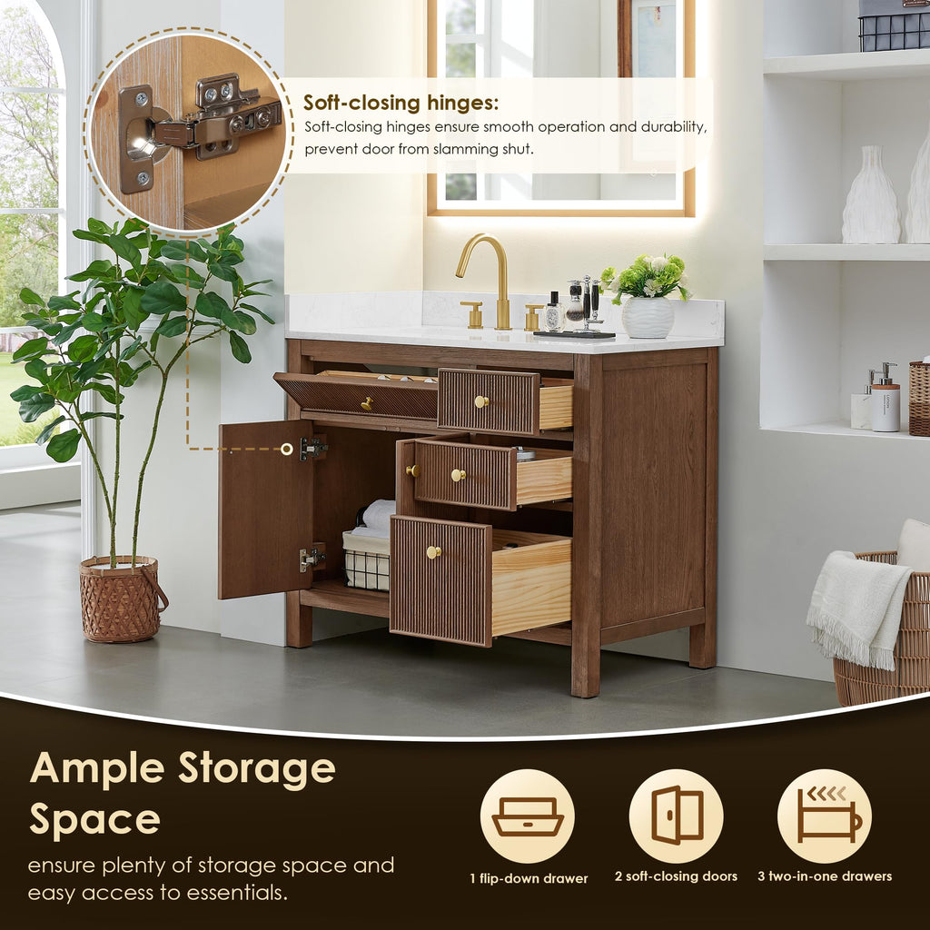 48 Inch Bathroom Vanity with Sink Modern Single Vanities with Countertop