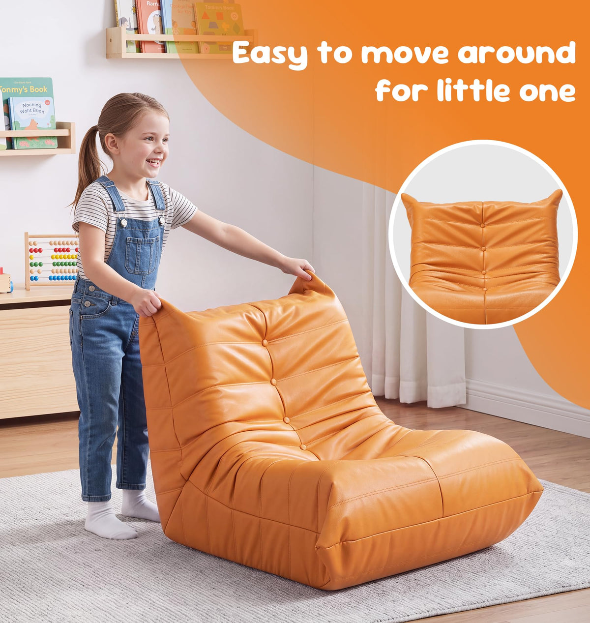 Hobestluk Bean Bag Chair Adult Leather Togo Chair Memory Foam Living Room