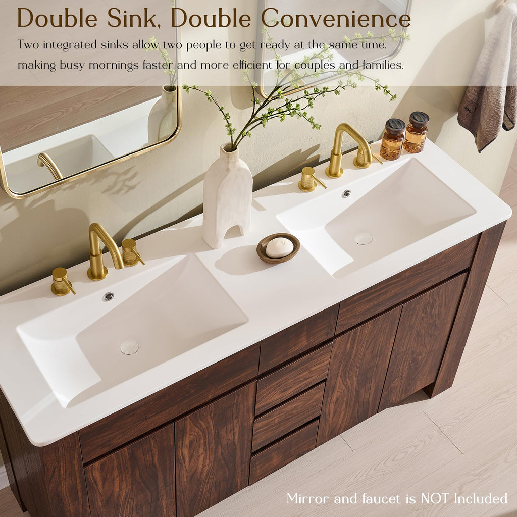 T4TREAM 47.6 Inch Modern Bathroom Vanity with Double Sink, Natural Oak