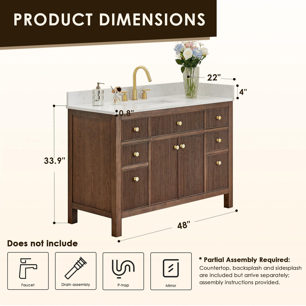 48 Inch Bathroom Vanity with Sink Modern Single Vanities with Countertop