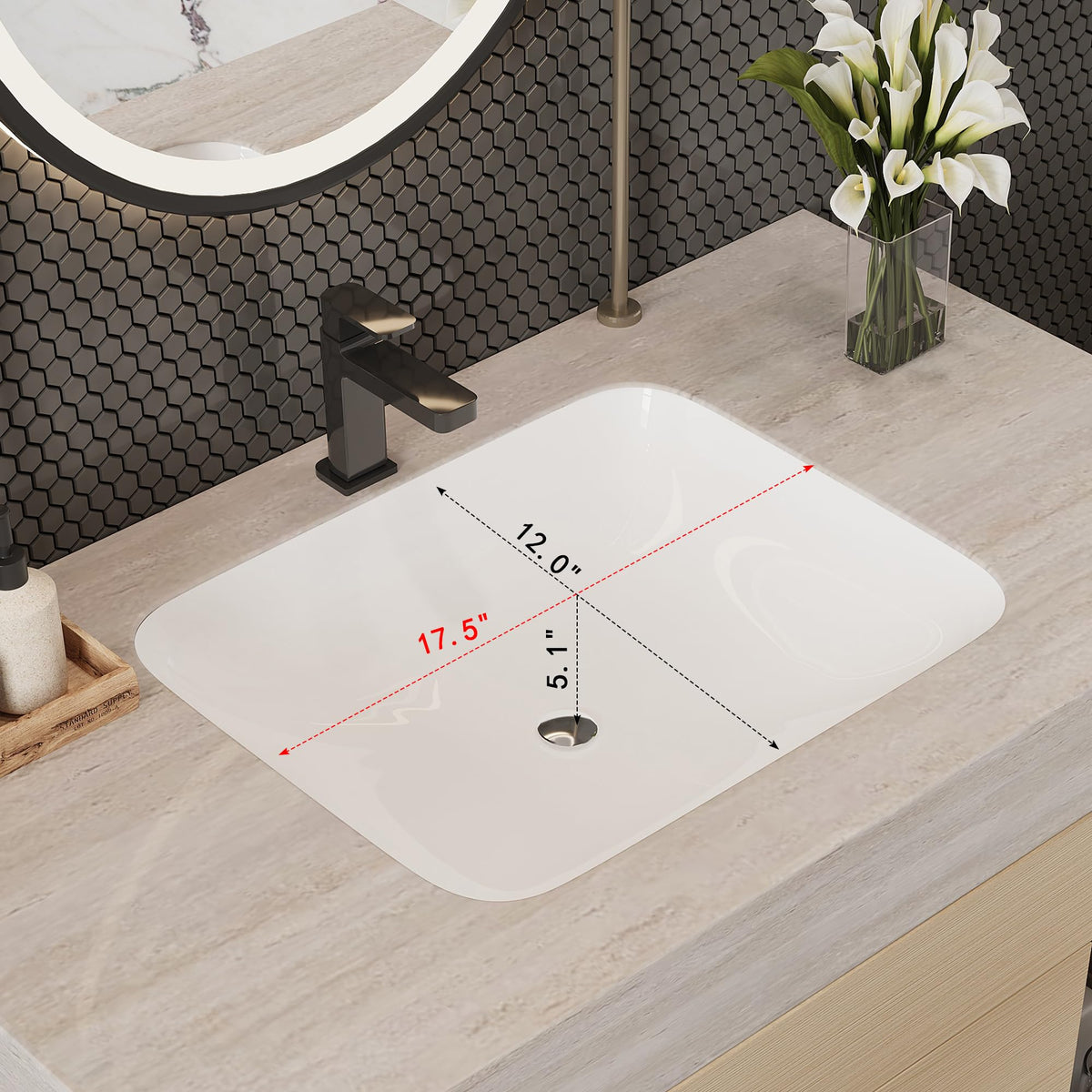 Glintee 40" Floating Bathroom Vanity & Sintered Stone Top, Black