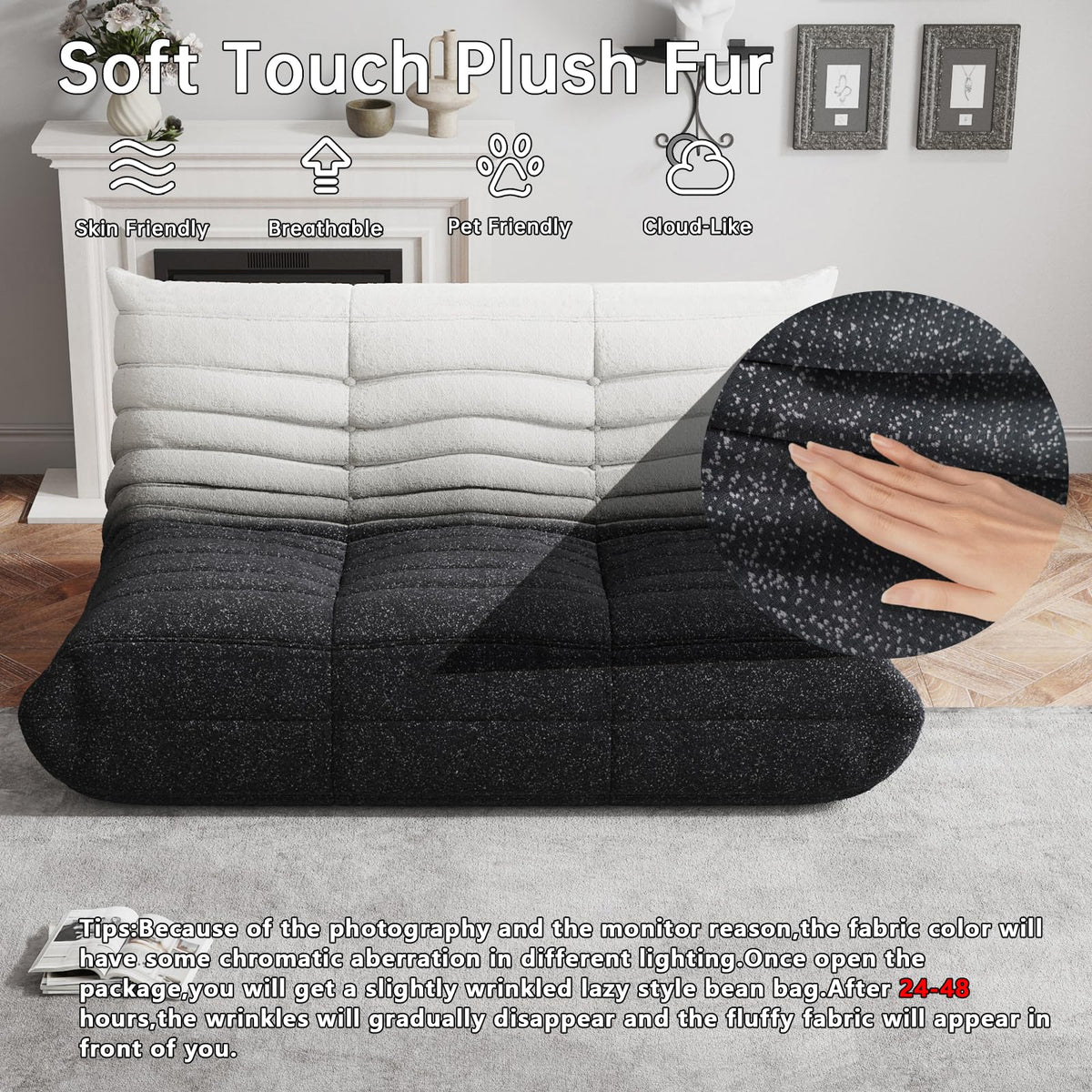 WHGBJA Giant Bean Bag Chair for Adults, Comfy Beanbag with Memory Foam
