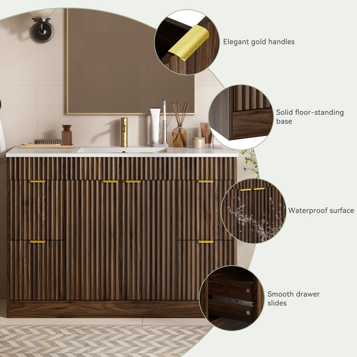 36" Bathroom Vanity with Sink Modern Oak