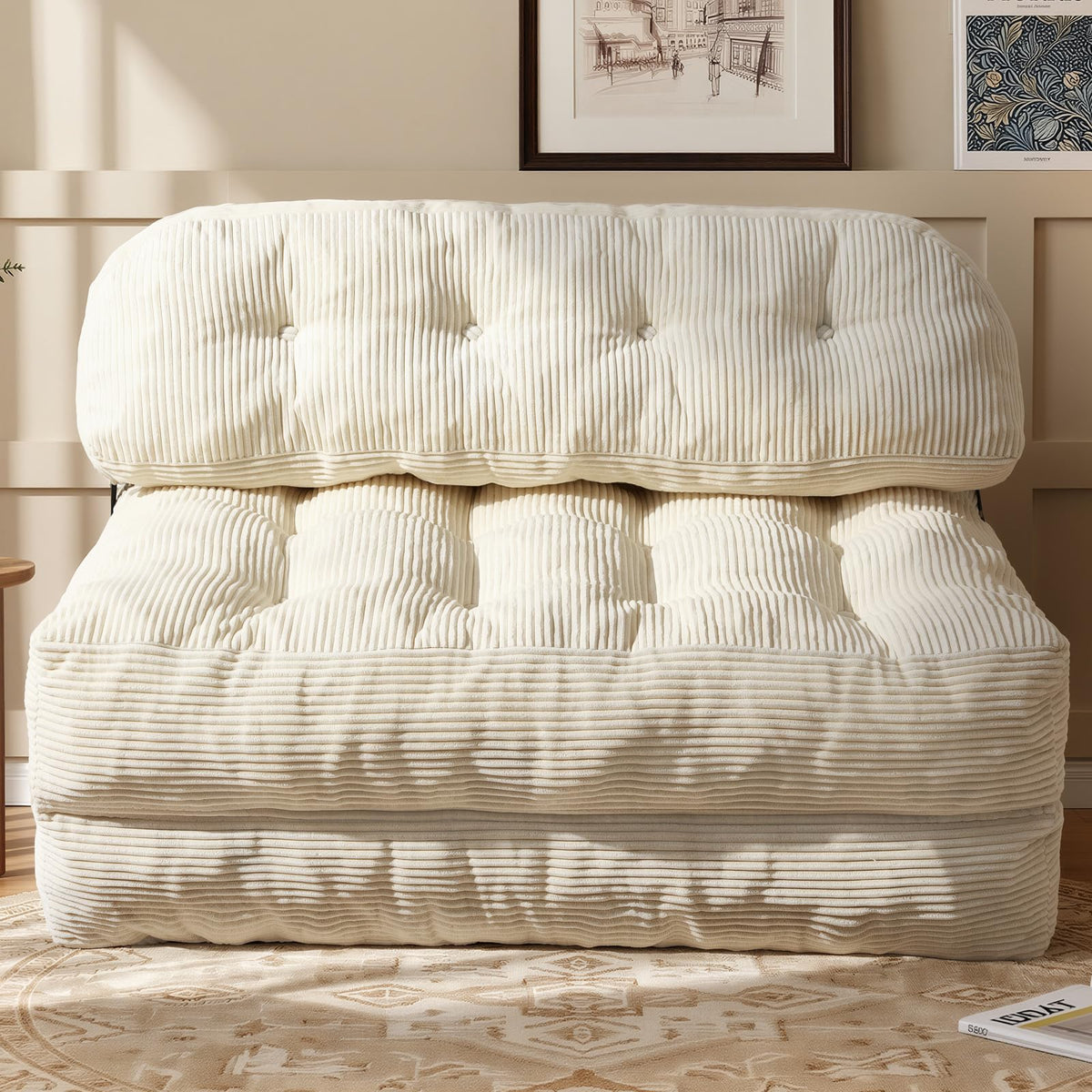 Folding Sofa Bed, Convertible Sleeper Chair with Back Support and Pillow