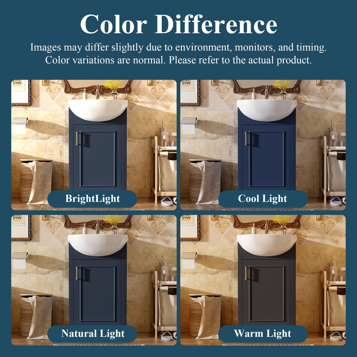 YOPTO 20" Bathroom Vanity with Ceramic Sink, French Style, Black