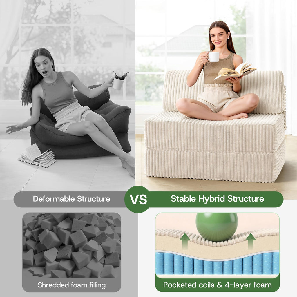 Folding Sofa Bed Convertible 4 in 1 Sleeper Chair Gray Single
