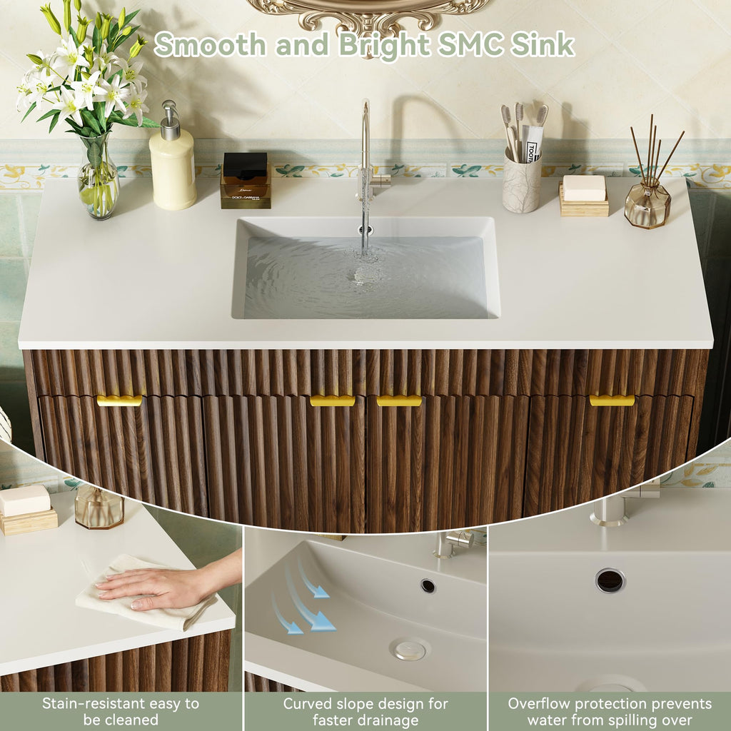 36" Bathroom Vanity with Sink Modern Oak