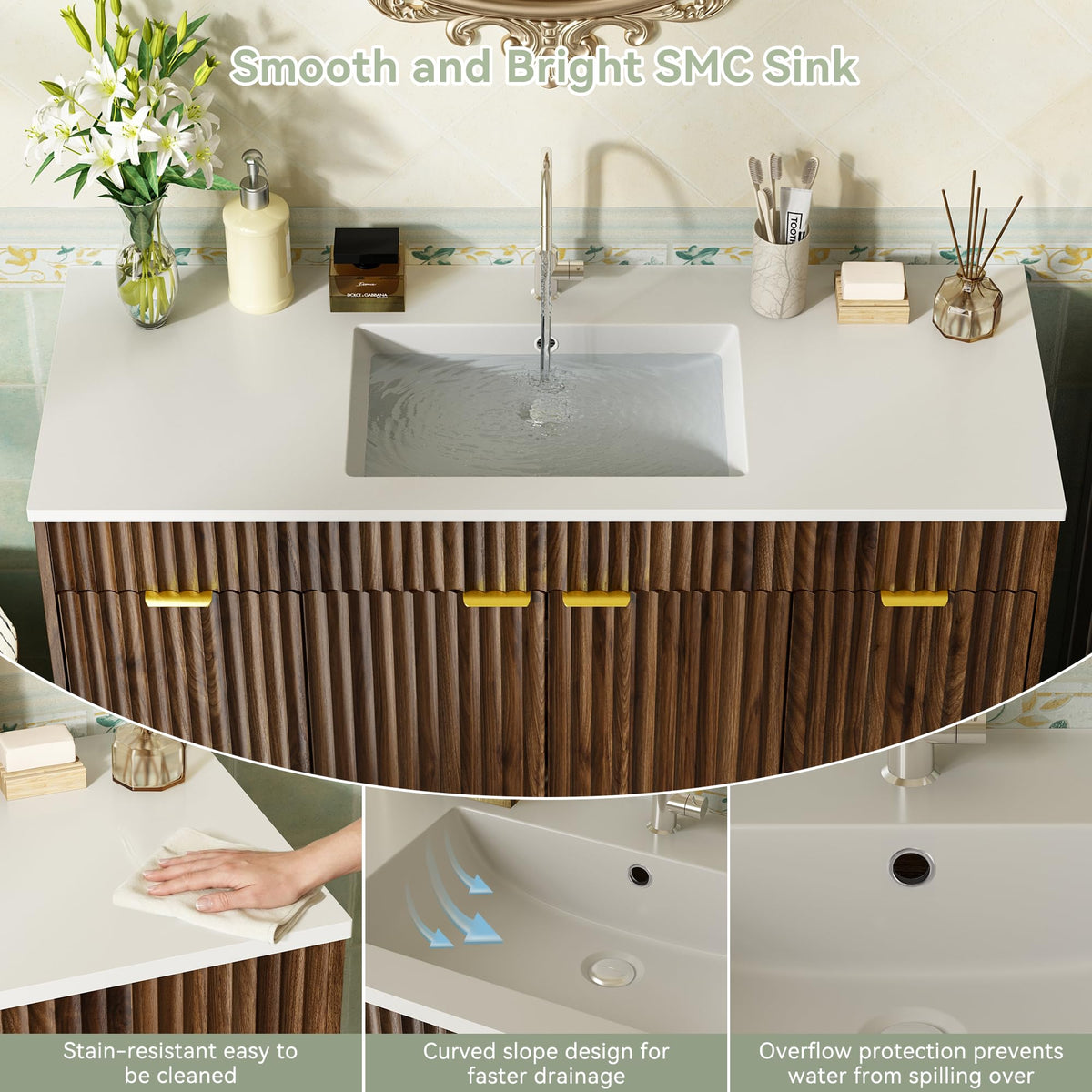 36" Bathroom Vanity with Sink Modern Oak