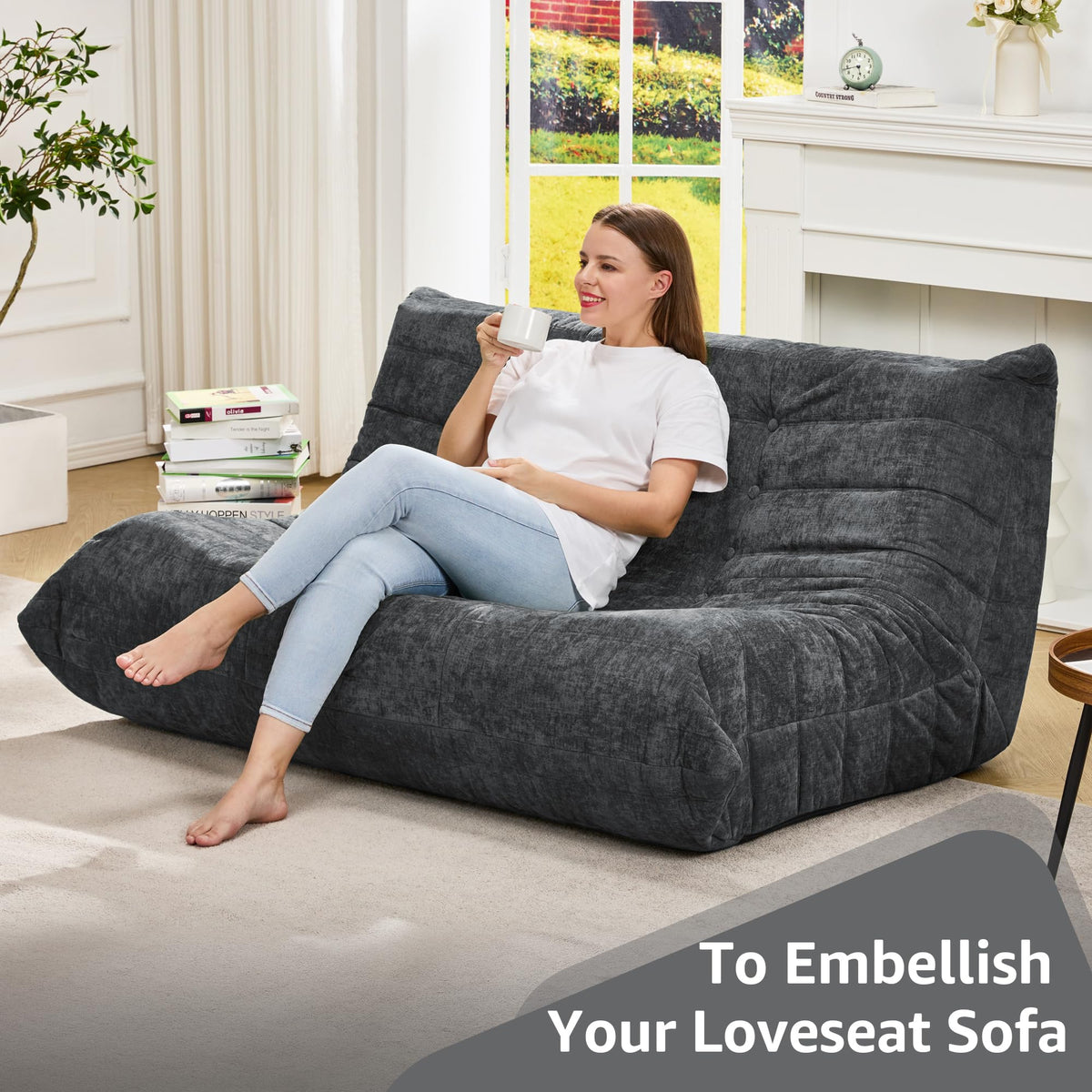 Hobestluk Big Bean Bag Chairs for Adults Fireside BeanBag Couch Togo Sofa