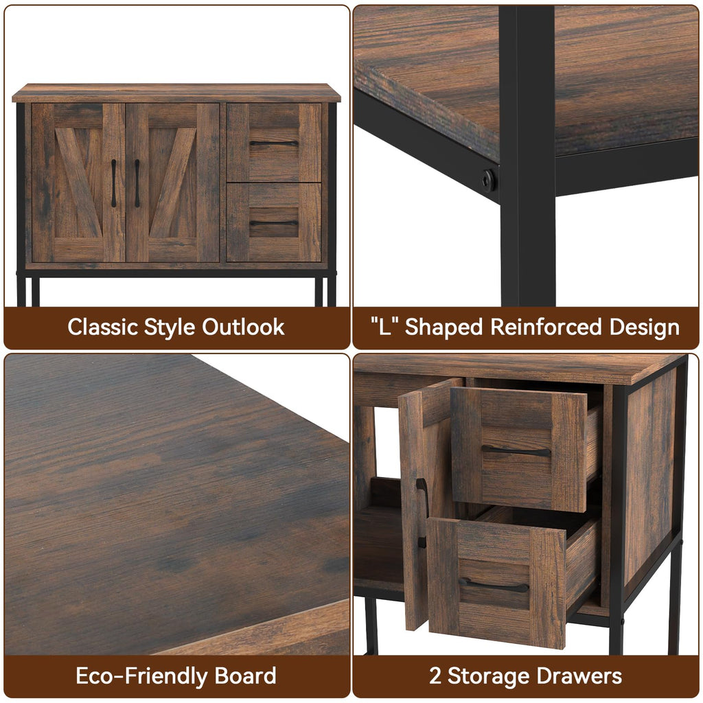 YOURLITE 36-Inch Farmhouse Bathroom Vanity with Vessel Sink, Rustic Brown