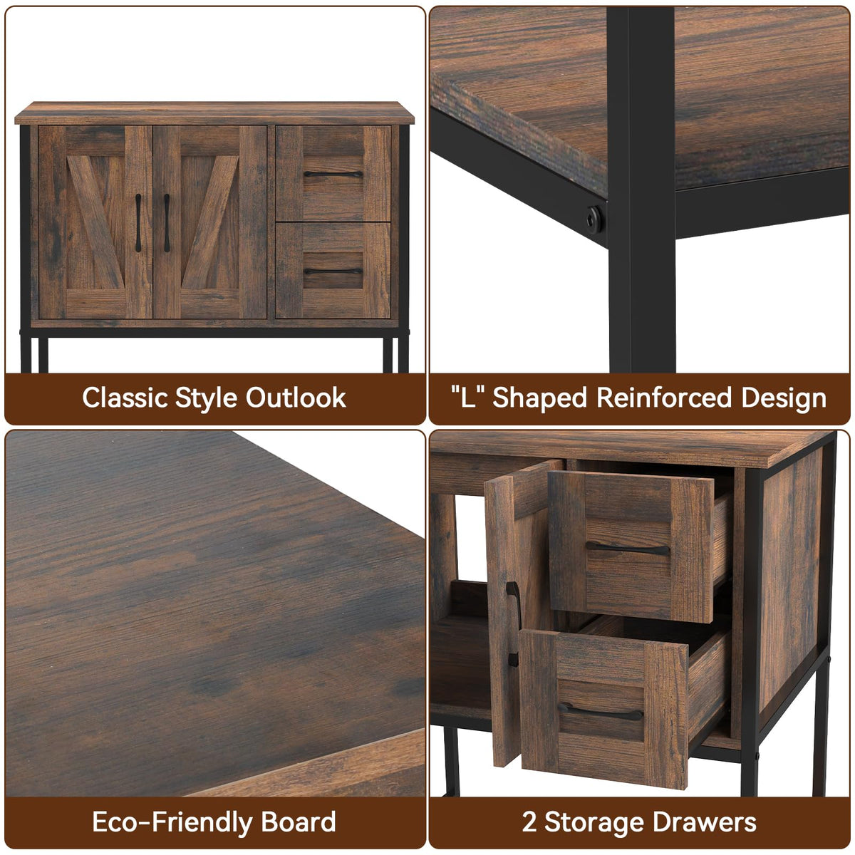 YOURLITE 36-Inch Farmhouse Bathroom Vanity with Vessel Sink, Rustic Brown