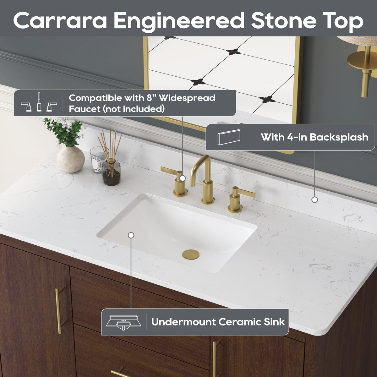 60 Inch Bathroom Vanity with Double Sink Combo, Greige