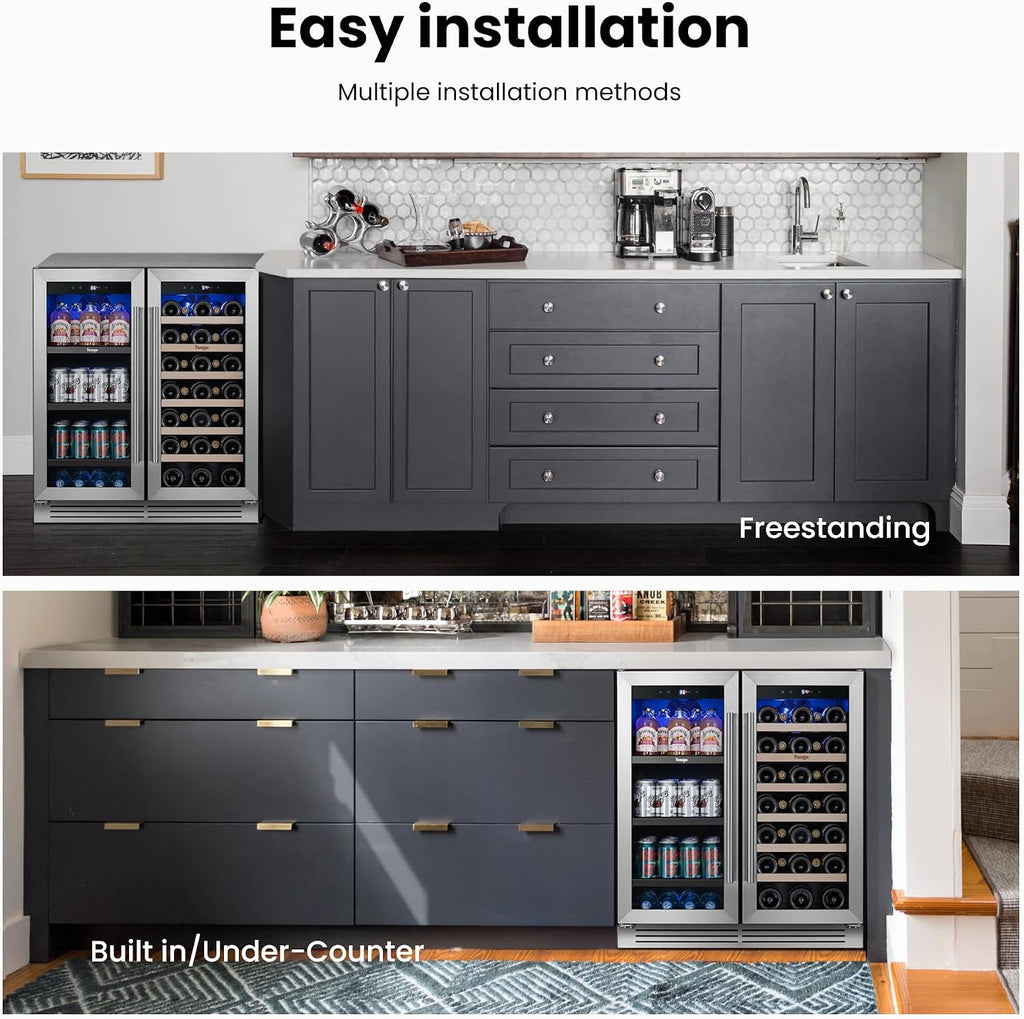 Yeego 30 Inch Wine and Beverage Refrigerator with 80 Can and 33 Bottle