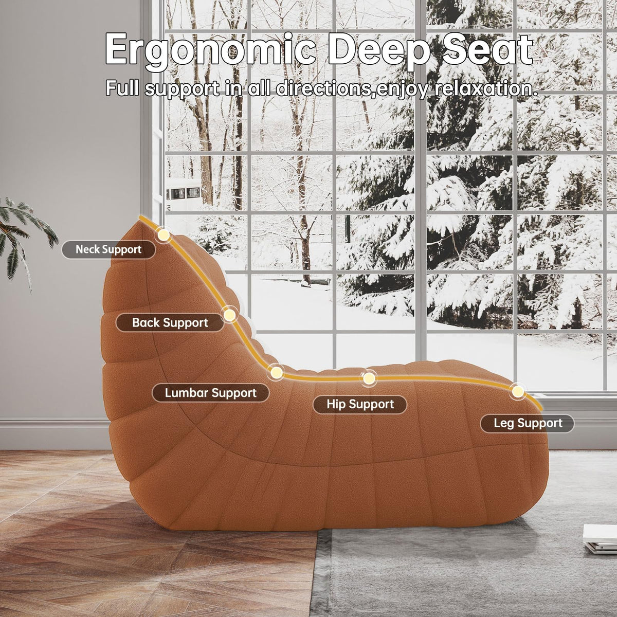 WHGBJA Giant Bean Bag Chair for Adults, Comfy Beanbag with Memory Foam