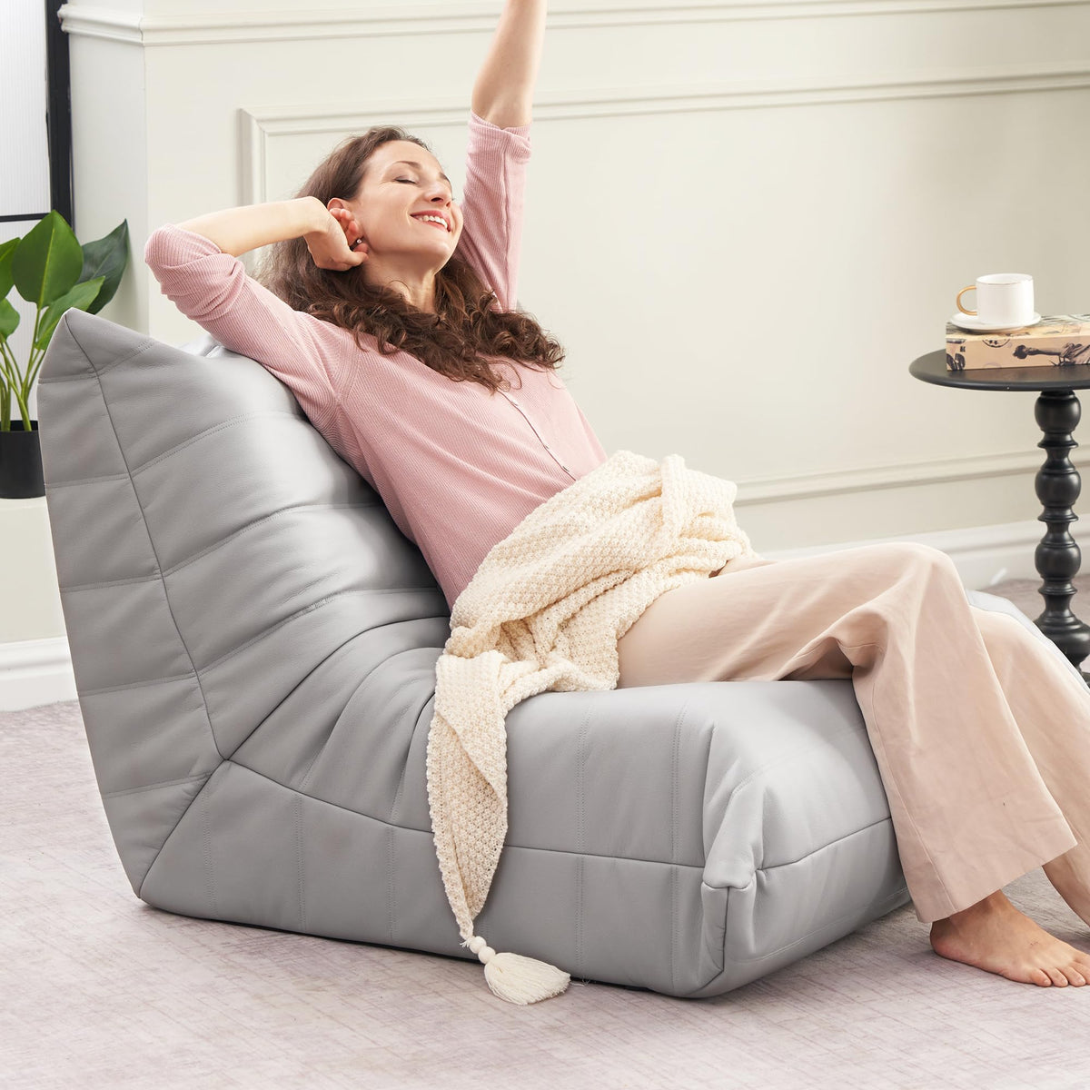Hobestluk Bean Bag Chair Adult Leather Togo Chair Memory Foam Living Room